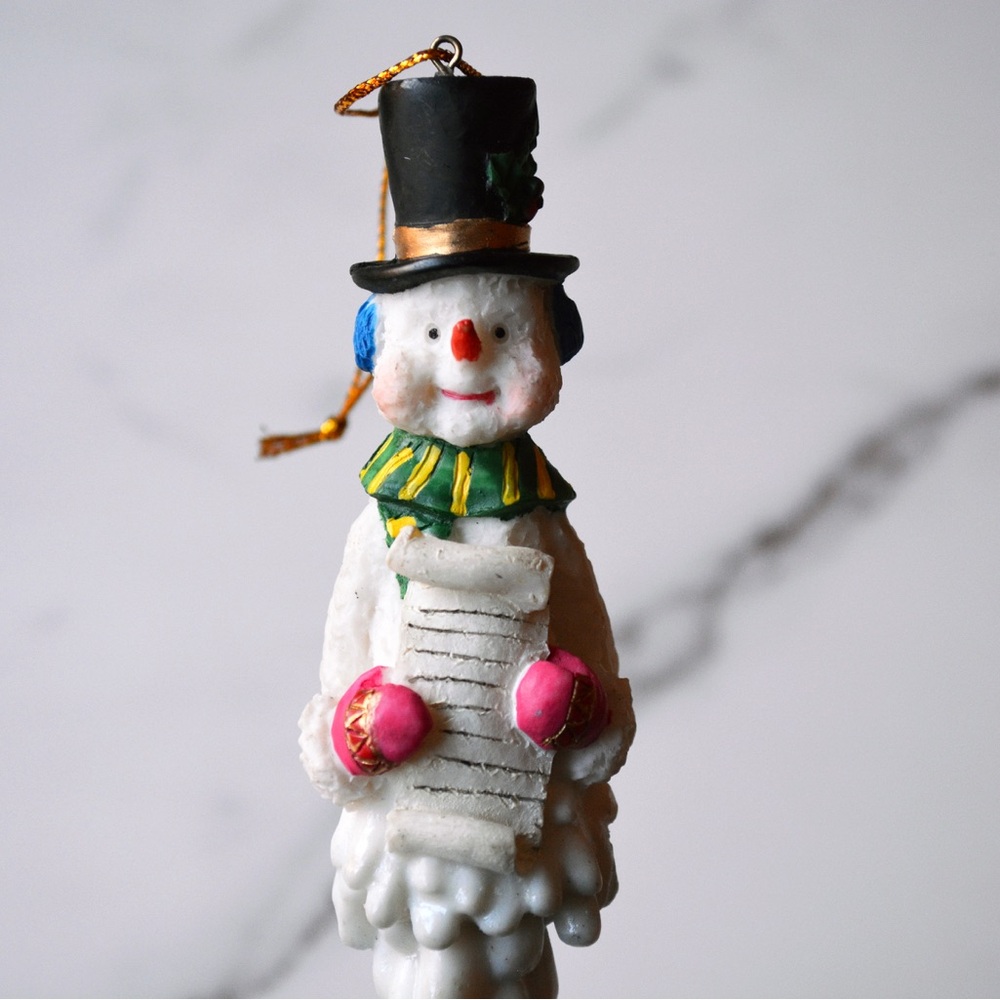 Vintage Christmas Ornament Old World Frosty the Snowman Caroling with Top Hat